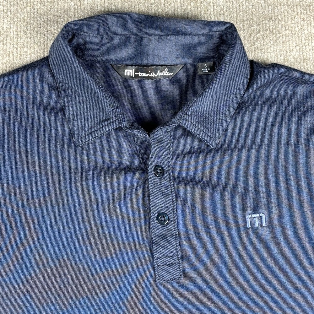TravisMathew Polo Shirt Mens Small Blue Short Sleeve Golf Casual Stretch